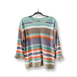 Chico’s Boatneck Striped 3/4 Sleeve Pullover